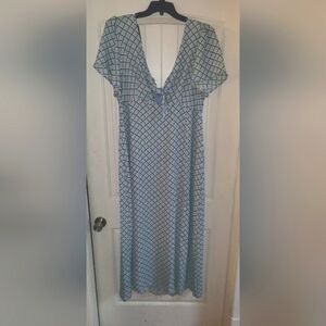 NWT Forever 21 blue and green maxi woven dress women's 2xl